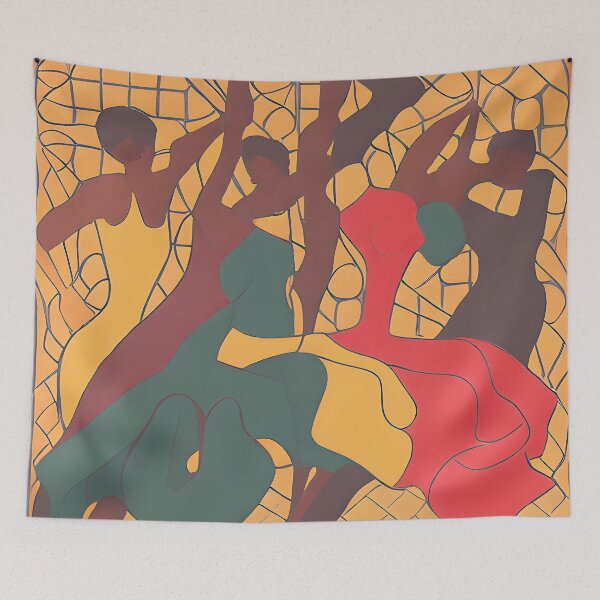 Item preview, Dancing Against Swirling Abstract Shapes designed and sold by The Bubble 1307.
