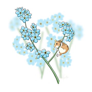 Artwork thumbnail, Bringing Home Flowers - Hamster and Forget-Me-Nots by RhondaLuluArt
