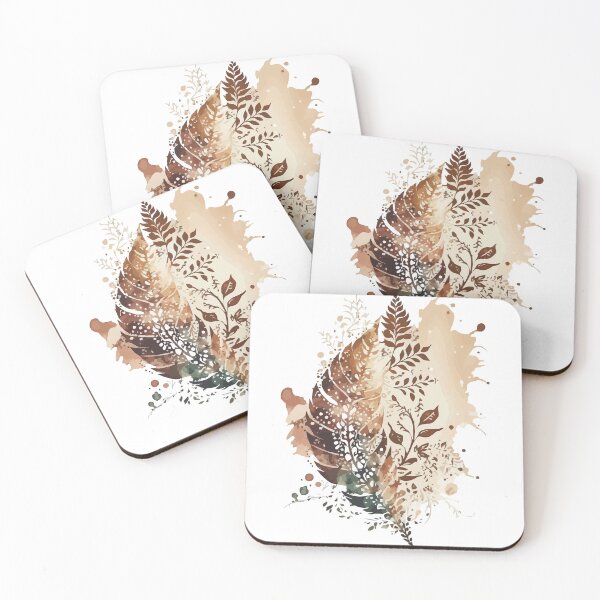 Item preview, A Bohemian Sepia Watercolor of Leaves - Boho Chic Patterns designed and sold by GVRDesign.