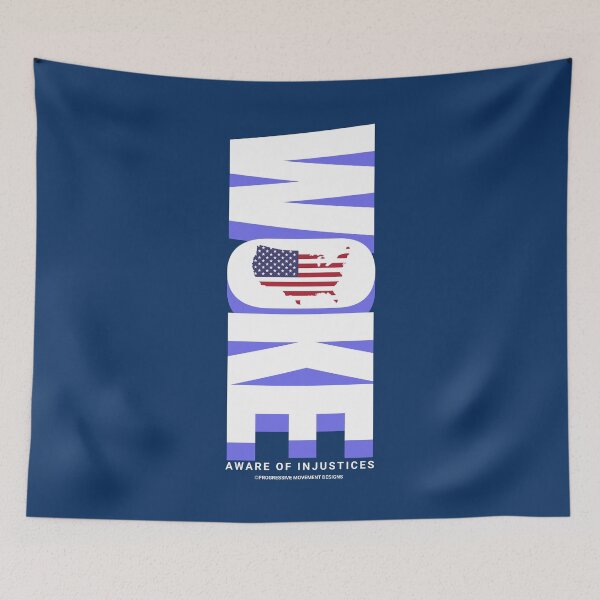Item preview, PMD00878 Progressive Movement Designs Woke American Flag design shows you are woke and patriotic and support progressive goals for progressive Democrats Independents and Bernie Sanders supporters designed and sold by ProgressiveLeft.