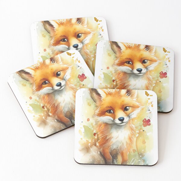 Item preview, Watercolor Painting of playful baby fox designed and sold by Blaché Designs.