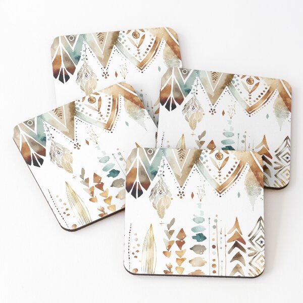 Item preview, A Bohemian Stencil Watercolor Print in Earth Tones- Boho Chic Patterns designed and sold by GVRDesign.