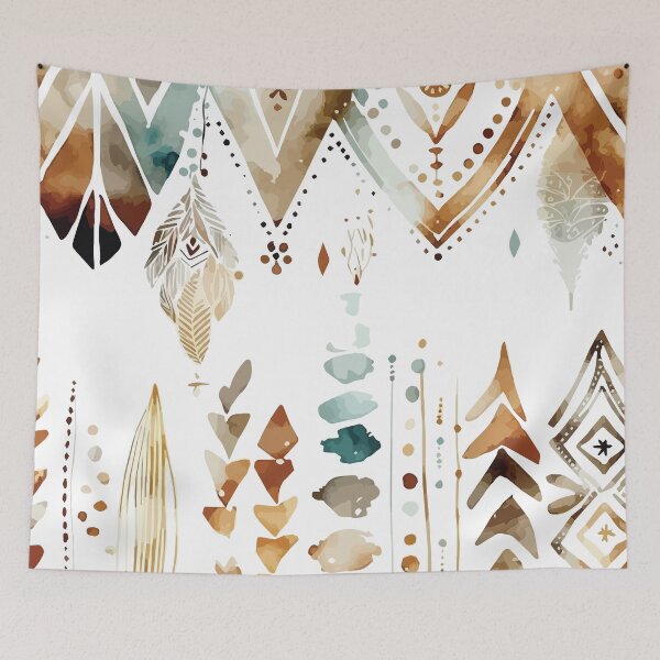Item preview, A Bohemian Stencil Watercolor Print in Earth Tones- Boho Chic Patterns designed and sold by GVRDesign.