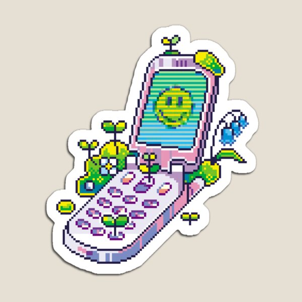 Item preview, teléfono con tapa de píxel sonriente 00s designed and sold by pixelins.