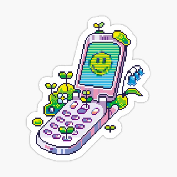 Item preview, smiley pixel 00s flip phone designed and sold by pixelins.