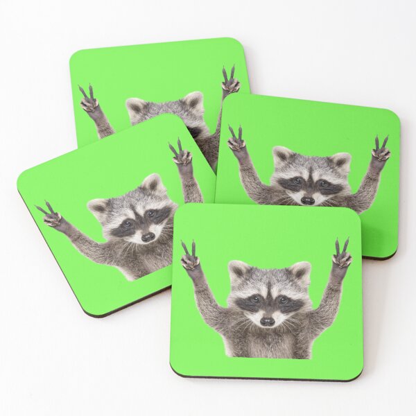 Item preview, Raccoon Cute Peace Sign Sticker designed and sold by windowdecals.