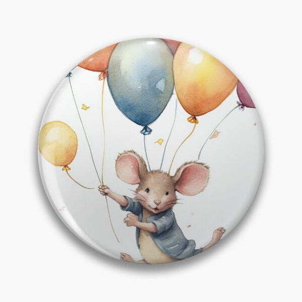 Item preview, Watercolor Painting of playful baby mouse with balloons designed and sold by Blaché Designs.