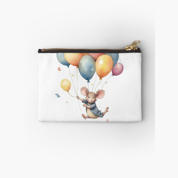 Item preview, Watercolor Painting of playful baby mouse with balloons designed and sold by Blaché Designs.