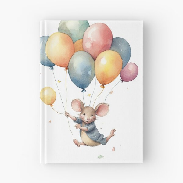 Item preview, Watercolor Painting of playful baby mouse with balloons designed and sold by Blaché Designs.