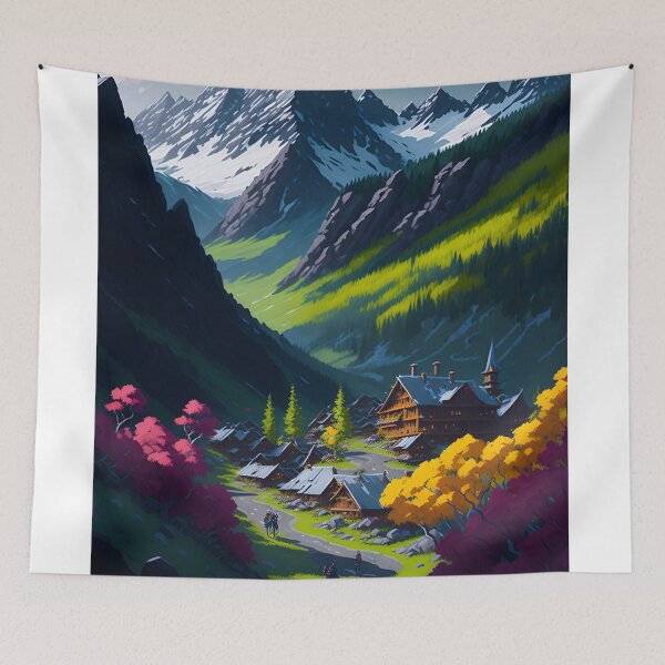 Item preview, Anime village beneath mountain designed and sold by Aleksandar Boric.