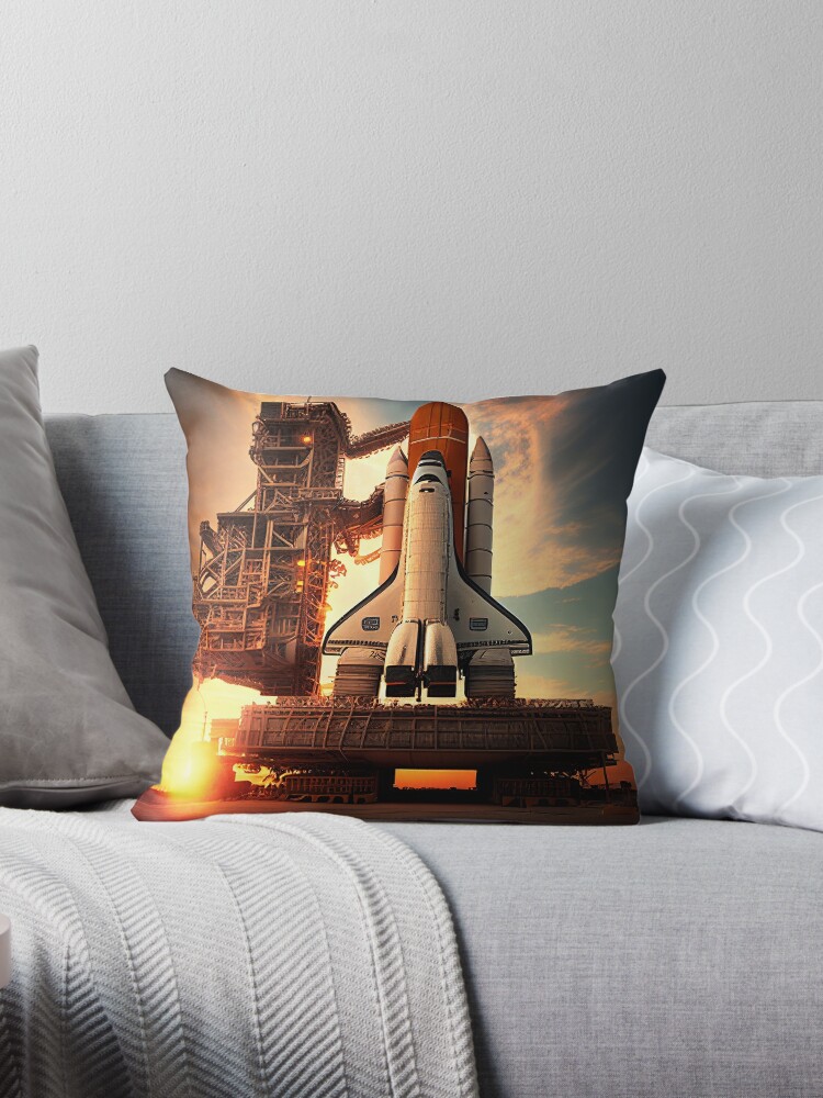 Shuttle on Launch Pad Throw Pillow for Sale by DigitizedArt
