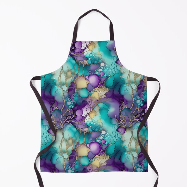 Item preview, Alcohol Ink Pattern in Purple and Aqua with Golden Accents designed and sold by ClairesPatterns.