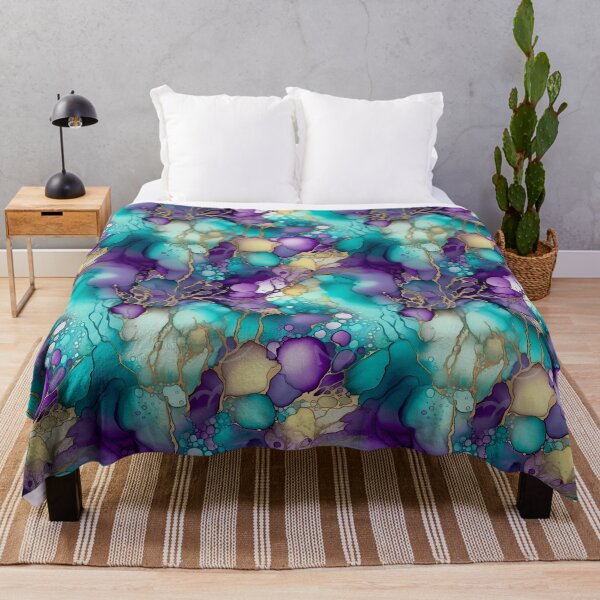 Item preview, Alcohol Ink Pattern in Purple and Aqua with Golden Accents designed and sold by ClairesPatterns.