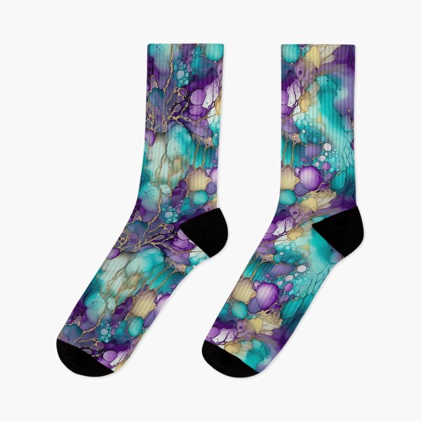 Item preview, Alcohol Ink Pattern in Purple and Aqua with Golden Accents designed and sold by ClairesPatterns.