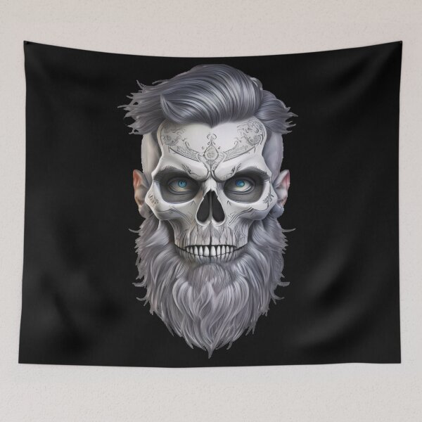 Item preview, Skull with long beard, blue eyes, tattoo designed and sold by Markus Pachner.