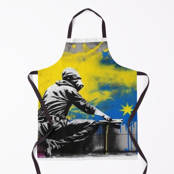 Item preview, Banksy Inspired Ukrainian Colors Masterpiece | Ukrainian Artwork | AI Generated Artwork designed and sold by john00ivy.