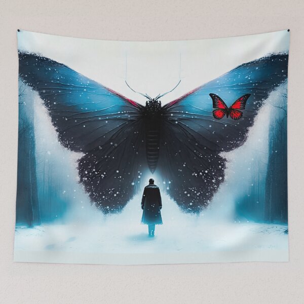 Item preview, Giant Blue Cryptid Butterfly in a Winter Forest - 2 designed and sold by Space-Yeti.
