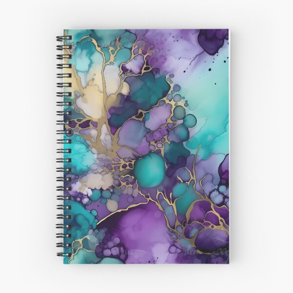 Item preview, Alcohol Ink Pattern in Purple and Aqua with Golden Accents designed and sold by ClairesPatterns.