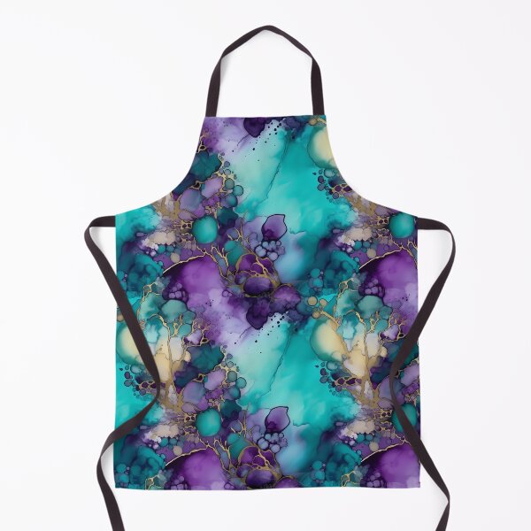 Item preview, Alcohol Ink Pattern in Purple and Aqua with Golden Accents designed and sold by ClairesPatterns.