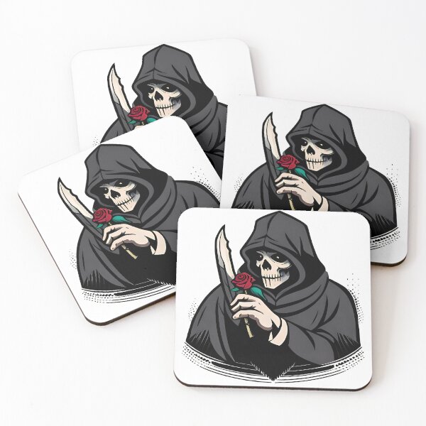 Item preview, Death's Touch - An Illustration of the Grim Reaper Holding a Single Rose and a Knife designed and sold by GalihDA.