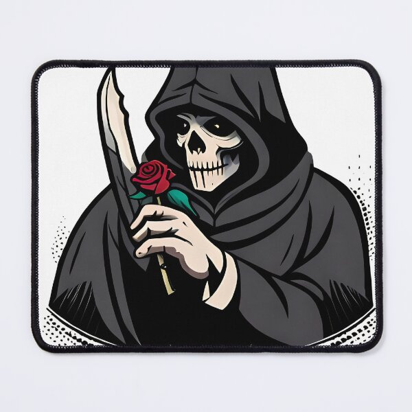 Item preview, Death's Touch - An Illustration of the Grim Reaper Holding a Single Rose and a Knife designed and sold by GalihDA.