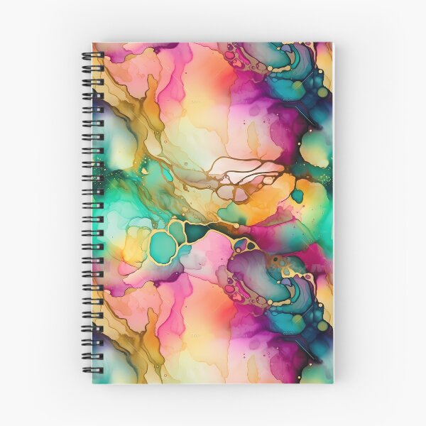 Item preview, Rainbow Alcohol Ink Pattern with Golden Accents designed and sold by ClairesPatterns.