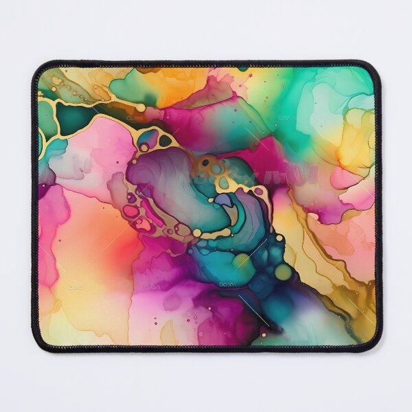 Item preview, Rainbow Alcohol Ink Pattern with Golden Accents designed and sold by ClairesPatterns.