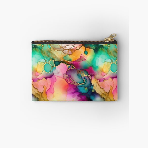 Item preview, Rainbow Alcohol Ink Pattern with Golden Accents designed and sold by ClairesPatterns.
