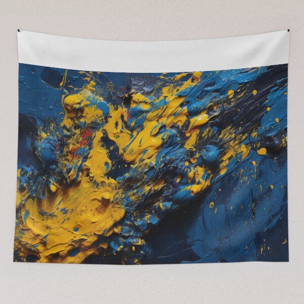 Item preview, Jackson Pollock Inspired Ukrainian Colors Masterpiece | Ukrainian Artwork | AI Generated Artwork designed and sold by john00ivy.