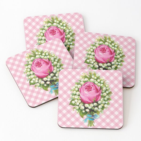 Item preview, Vintage Pink Roses Summer Floral Gingham Pattern designed and sold by Secondhand-Rose.