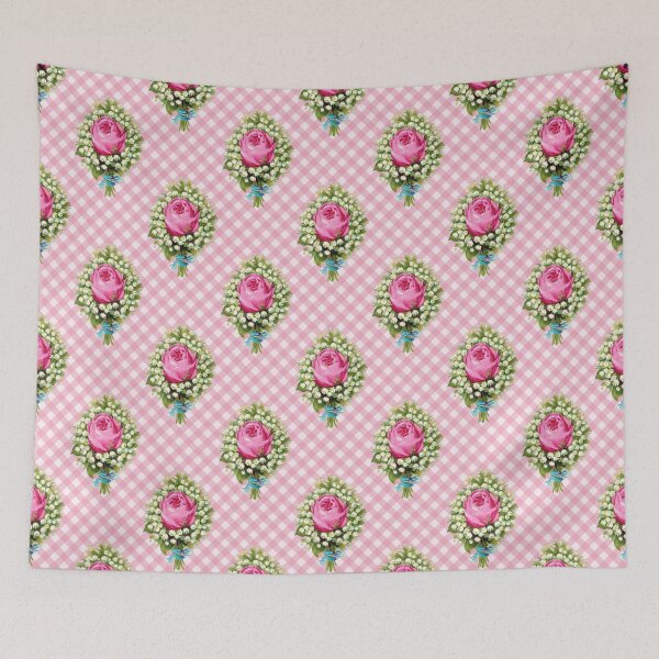 Item preview, Vintage Pink Roses Summer Floral Gingham Pattern designed and sold by Secondhand-Rose.