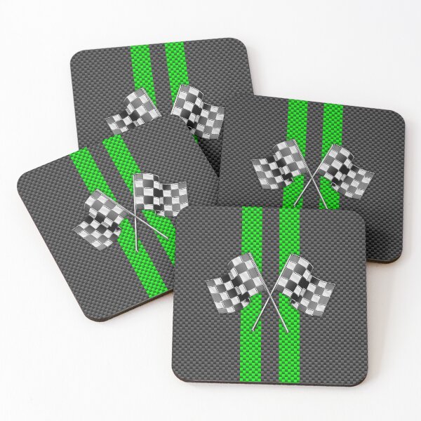 Item preview, Black Carbon Fibre Fiber Green Racing Stripes designed and sold by Garaga.
