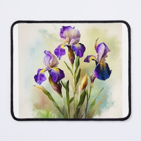 Item preview, Beautiful Purple Iris Flowers Watercolor Style designed and sold by ArtchemyStudio.
