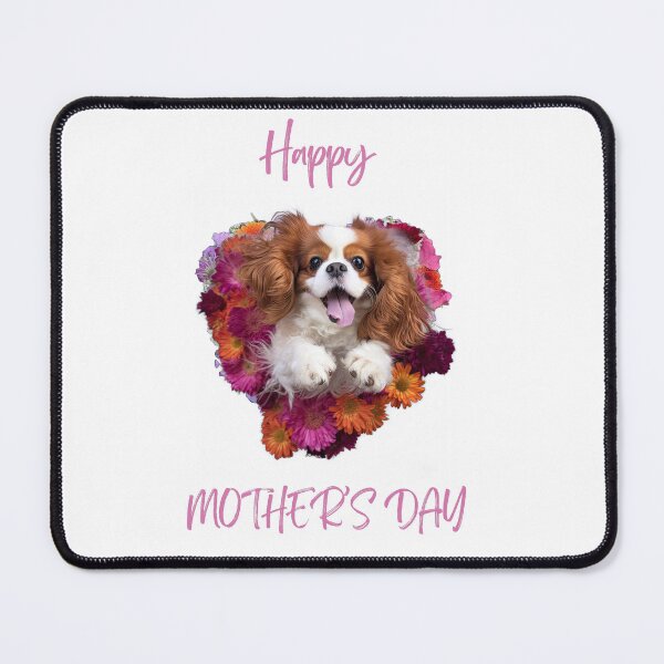 Item preview, Happy Mothers Day Cavalier King Charles Spaniel Portrait with Love Heart Flowers designed and sold by ClawedCreations.