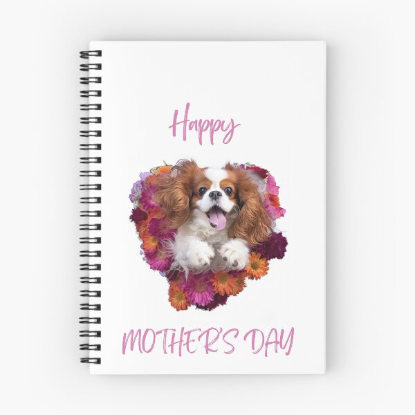 Item preview, Happy Mothers Day Cavalier King Charles Spaniel Portrait with Love Heart Flowers designed and sold by ClawedCreations.