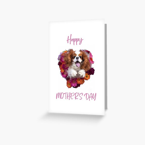 Item preview, Happy Mothers Day Cavalier King Charles Spaniel Portrait with Love Heart Flowers designed and sold by ClawedCreations.