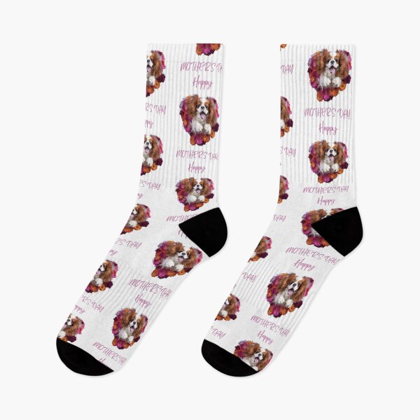 Item preview, Happy Mothers Day Cavalier King Charles Spaniel Portrait with Love Heart Flowers designed and sold by ClawedCreations.