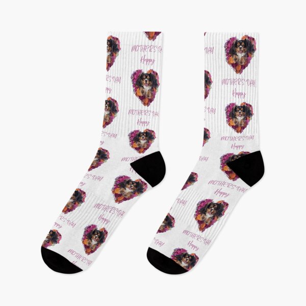 Item preview, Happy Mothers Day Cavalier King Charles Spaniel Portrait with Love Heart Flowers designed and sold by ClawedCreations.