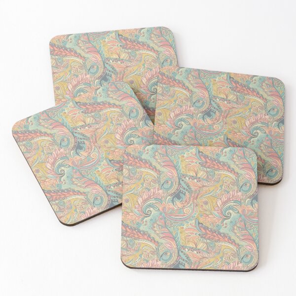 Item preview, Whimsical Pink Yellow and Green Feather Pattern designed and sold by StudioTokyo.