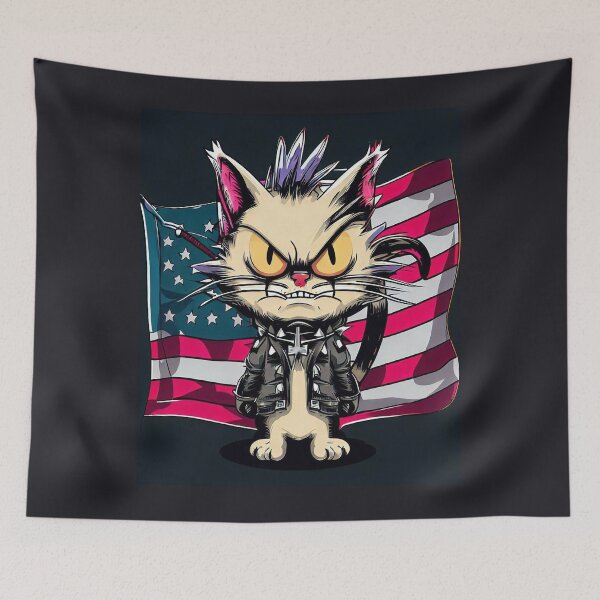 Item preview, 4th of July Cute Cat The Anarchic Abyssinian designed and sold by ChromaArtistic.