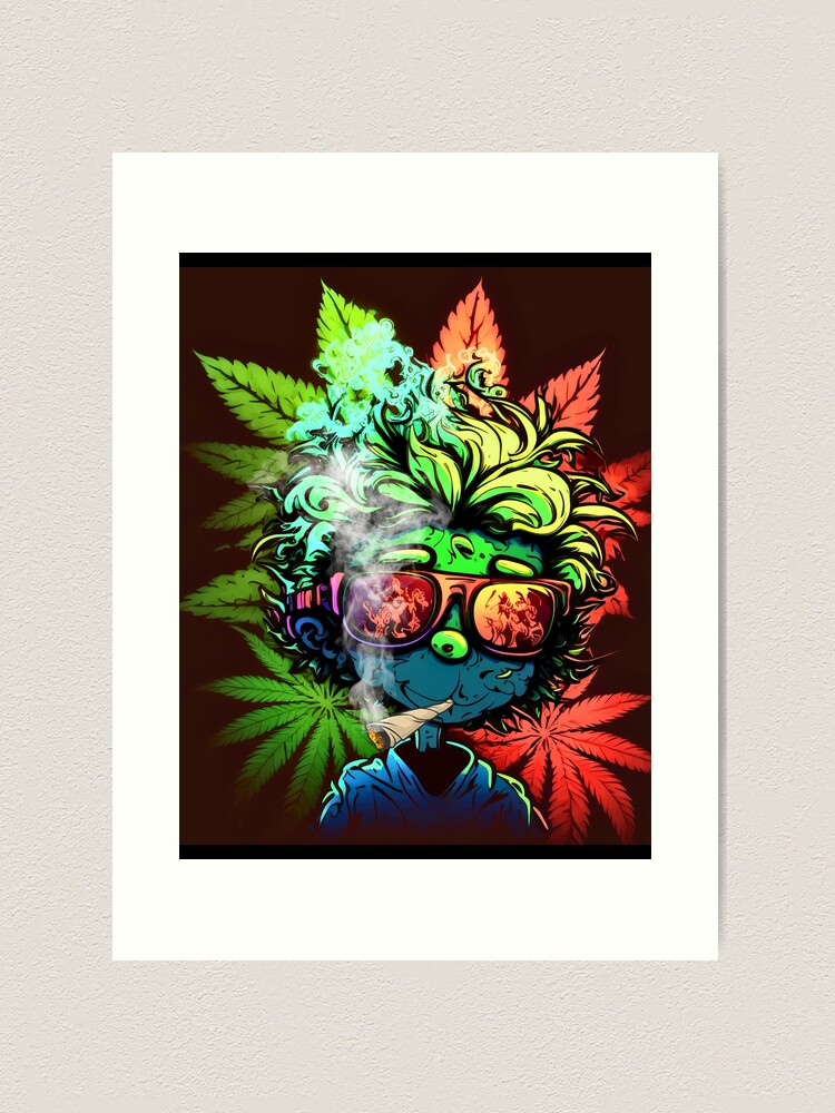 Psychedelic Trippy Hippy Doobie Smoking Granny - A Colorful