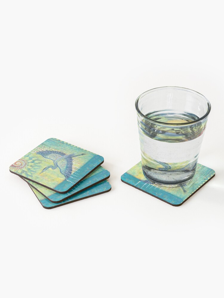 Thumbnail 2 of 5, Coasters (Set of 4), Great Blue Heron Healing designed and sold by margarettrost.