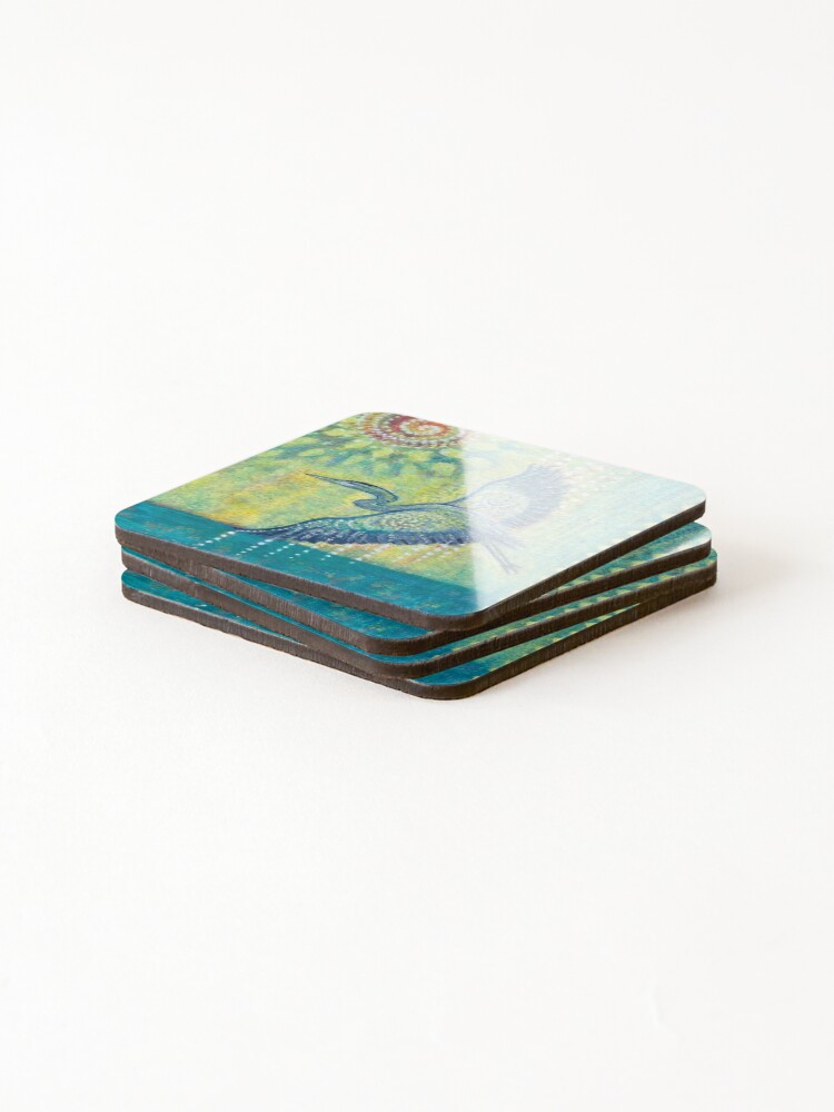 Thumbnail 4 of 5, Coasters (Set of 4), Great Blue Heron Healing designed and sold by margarettrost.
