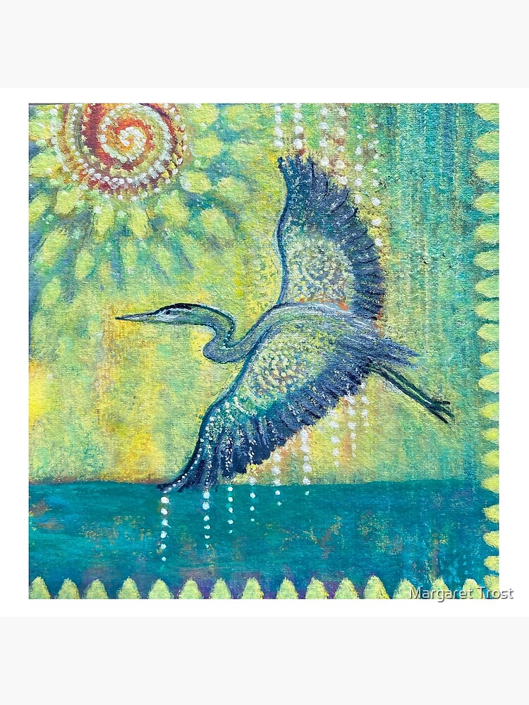 Thumbnail 2 of 2, Art Board Print, Great Blue Heron Healing designed and sold by margarettrost.