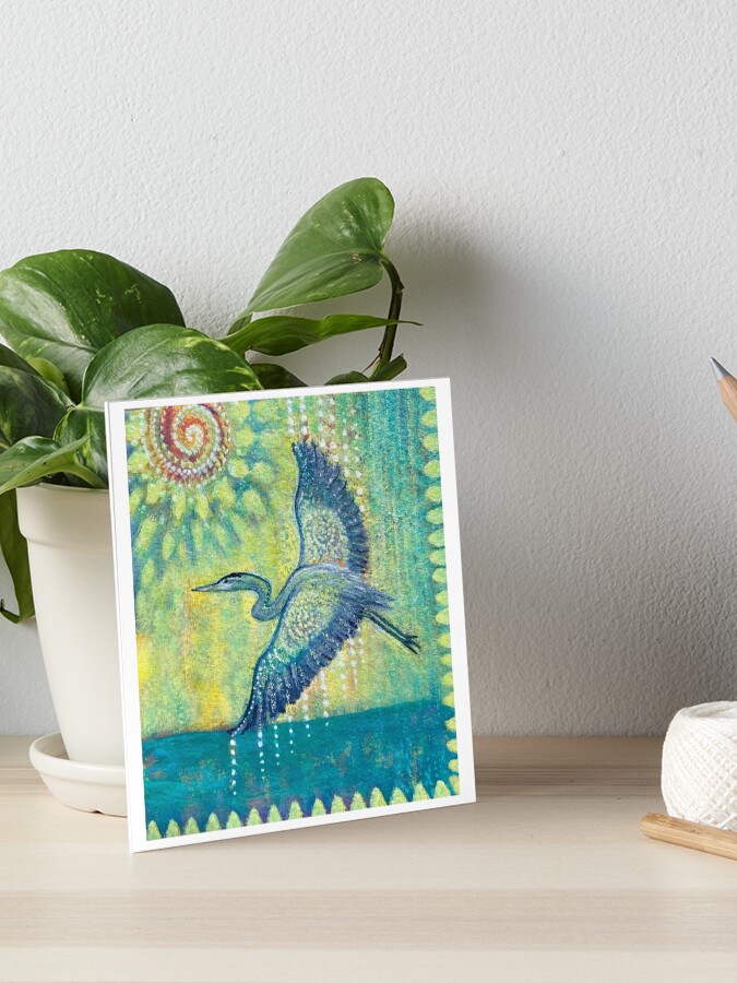 Thumbnail 1 of 2, Art Board Print, Great Blue Heron Healing designed and sold by margarettrost.