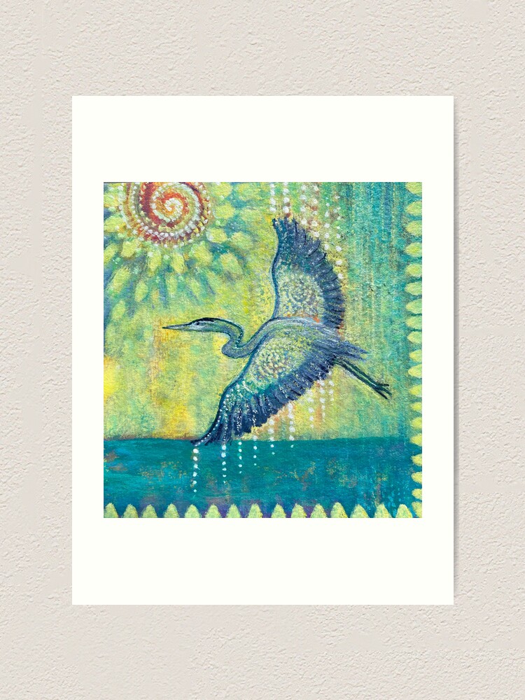 Thumbnail 1 of 3, Art Print, Great Blue Heron Healing designed and sold by margarettrost.