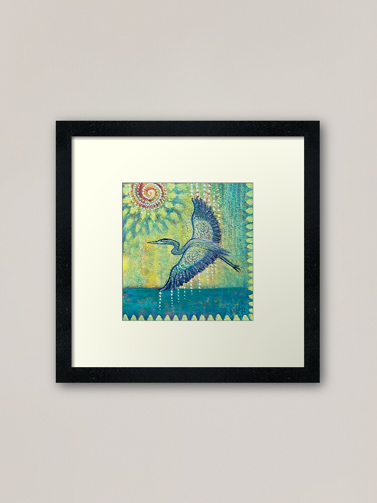 Thumbnail 1 of 7, Framed Art Print, Great Blue Heron Healing designed and sold by margarettrost.