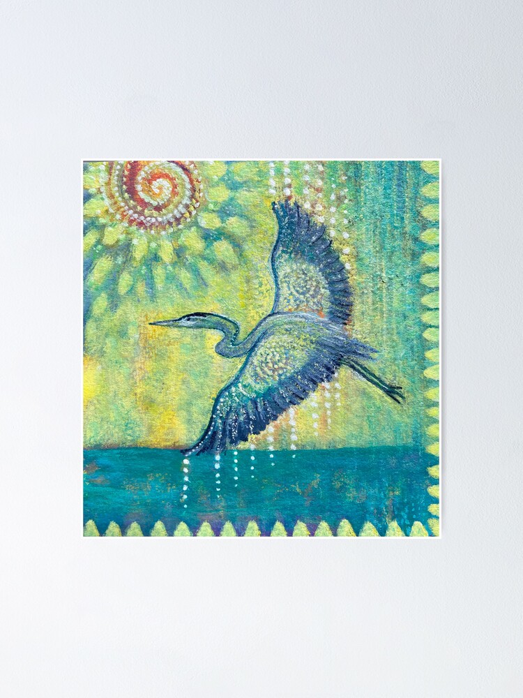 Thumbnail 1 of 3, Poster, Great Blue Heron Healing designed and sold by margarettrost.