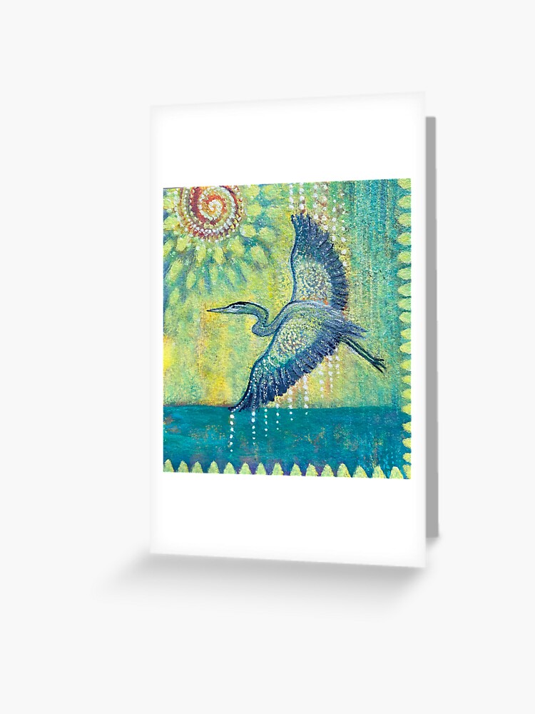 Thumbnail 1 of 2, Greeting Card, Great Blue Heron Healing designed and sold by margarettrost.