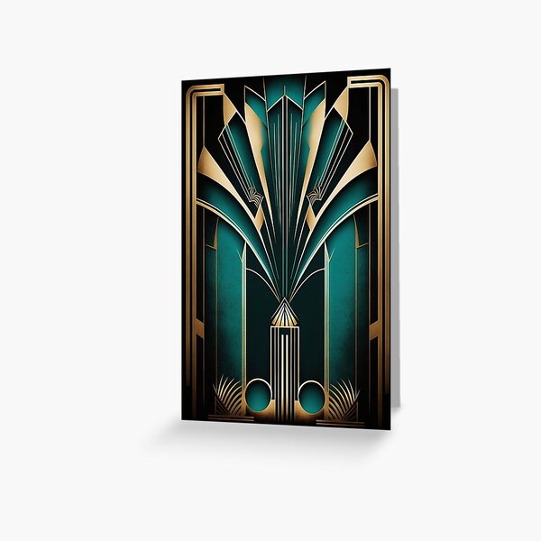 Item preview, Gold and Teal Art Deco designed and sold by CrimpyCo.